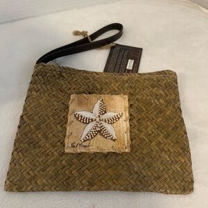 Sun n sand woven sand dollar design  wristlet